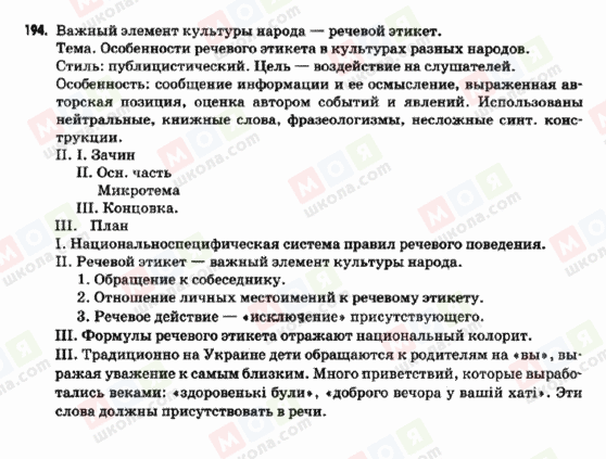 ГДЗ Російська мова 9 клас сторінка 194