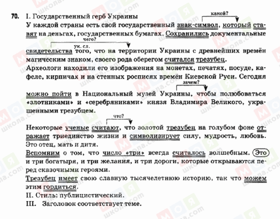 ГДЗ Російська мова 9 клас сторінка 70