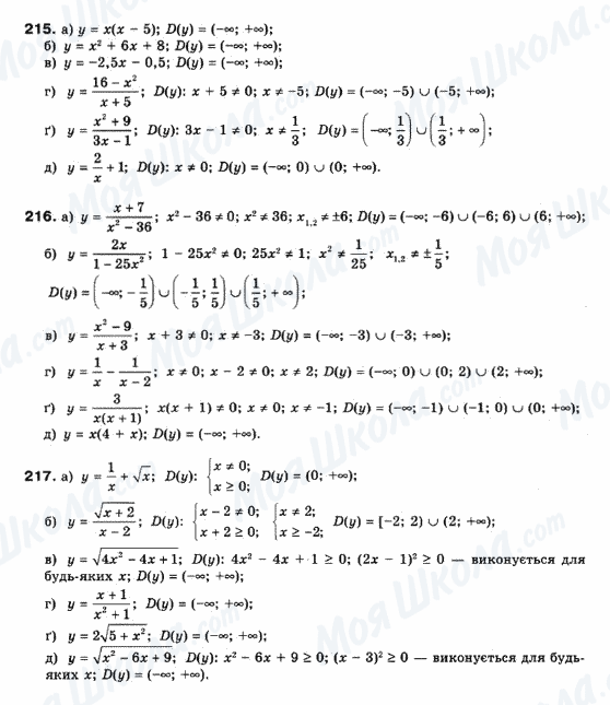 ГДЗ Математика 10 клас сторінка 215-216-217