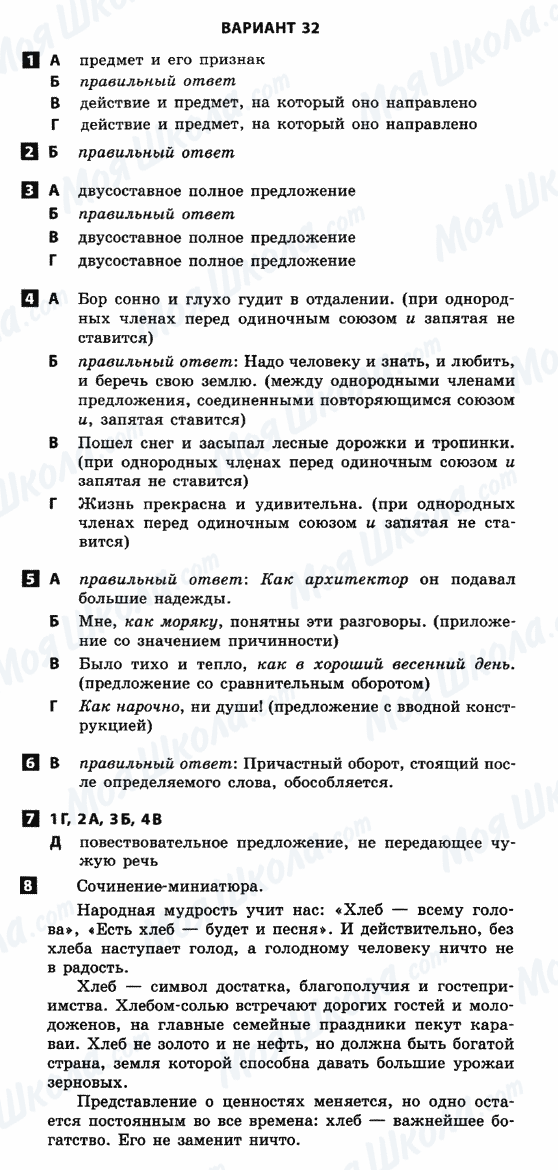 ГДЗ Російська мова 8 клас сторінка Варіант-32