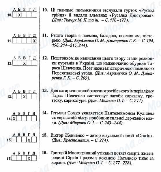 ДПА Укр лит 9 класс страница 10-16