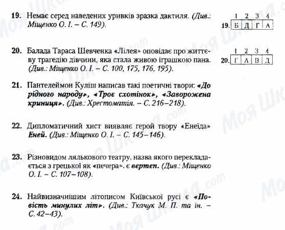 ДПА Укр лит 9 класс страница 19-24