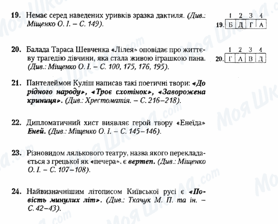 ДПА Українська література 9 клас сторінка 19-24