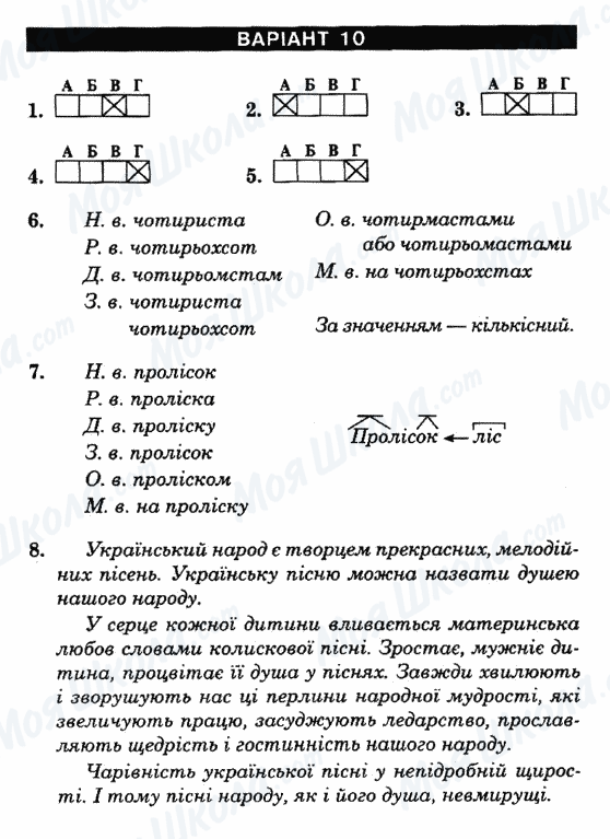 ГДЗ Українська мова 6 клас сторінка Варіант-10