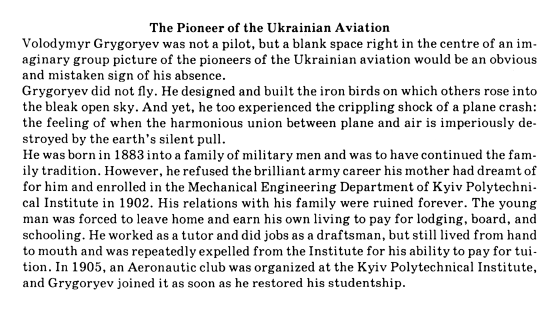 ГДЗ Англійська мова 10 клас сторінка The-Pioneer-of-the-Ukraine-Aviation