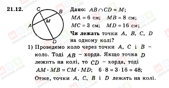 ГДЗ Геометрія 8 клас сторінка 21.12