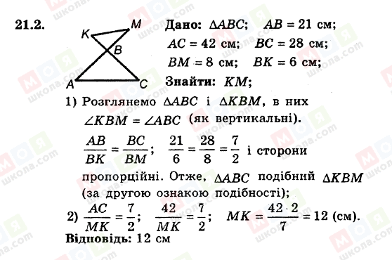 ГДЗ Геометрія 8 клас сторінка 21.2