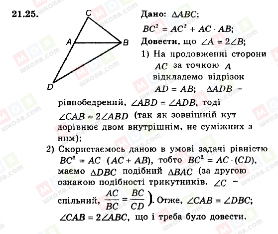 ГДЗ Геометрія 8 клас сторінка 21.25