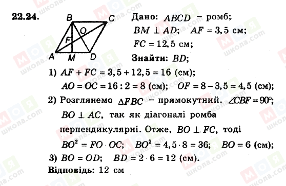 ГДЗ Геометрія 8 клас сторінка 22.24