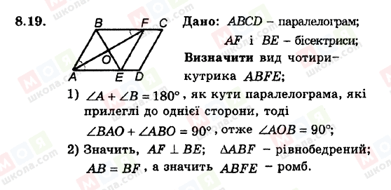 ГДЗ Геометрія 8 клас сторінка 8.19