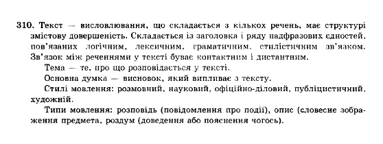 ГДЗ Українська мова 10 клас сторінка 310
