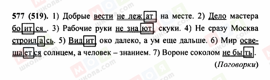 ГДЗ Російська мова 5 клас сторінка 577 (519)