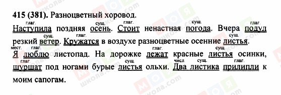 ГДЗ Російська мова 5 клас сторінка 415 (381)
