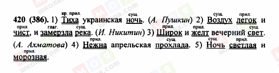 ГДЗ Російська мова 5 клас сторінка 420 (386)