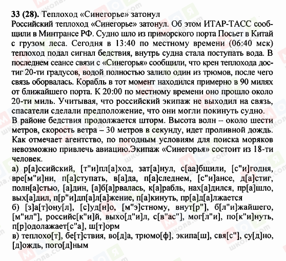 ГДЗ Російська мова 5 клас сторінка 33 (28)