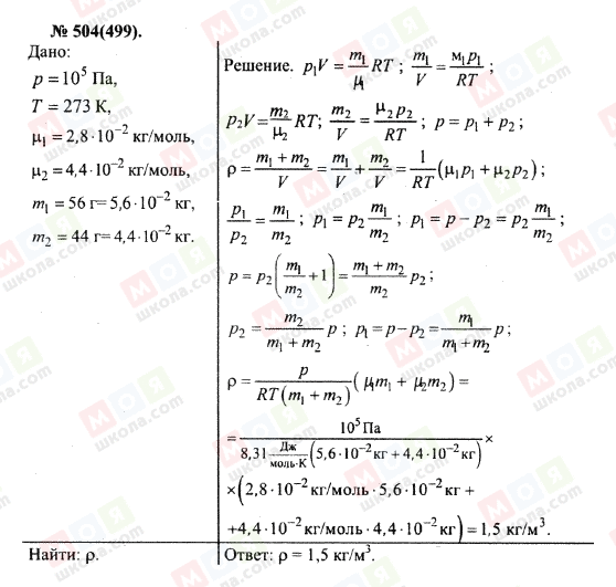 ГДЗ Фізика 10 клас сторінка 504(499)