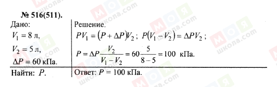 ГДЗ Фізика 10 клас сторінка 516(511)