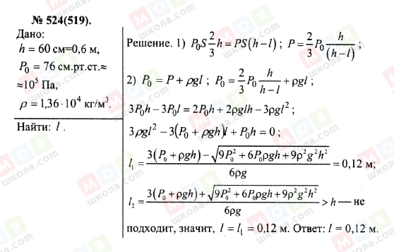 ГДЗ Физика 10 класс страница 524(519)