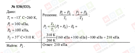 ГДЗ Физика 10 класс страница 538(533)