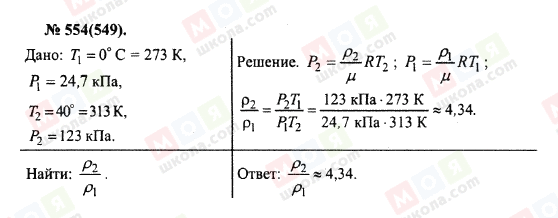 ГДЗ Физика 10 класс страница 554(549)