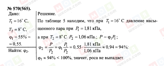 ГДЗ Фізика 10 клас сторінка 570(565)