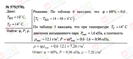 ГДЗ Фізика 10 клас сторінка 575(570)