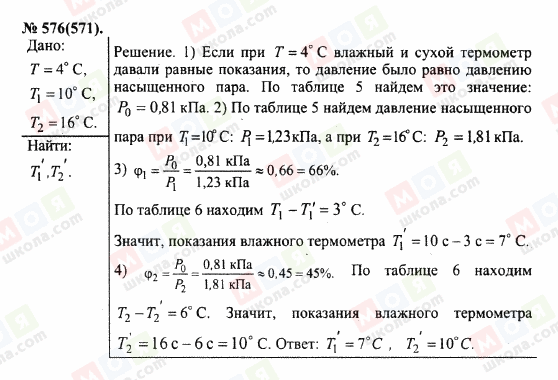 ГДЗ Фізика 10 клас сторінка 576(571)