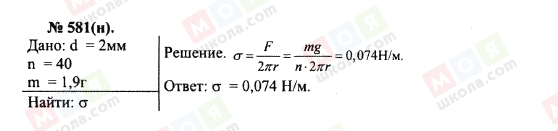 ГДЗ Фізика 10 клас сторінка 581(н)