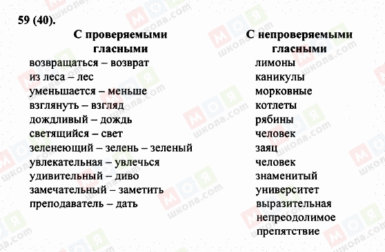 ГДЗ Русский язык 5 класс страница 59 (40)