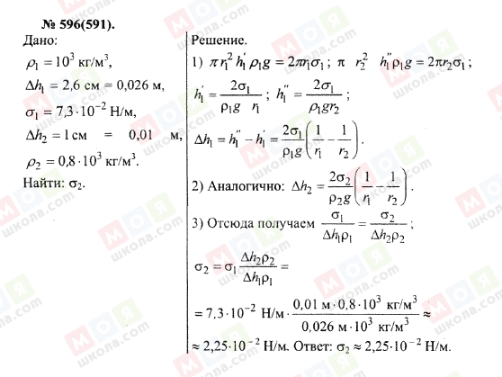 ГДЗ Фізика 10 клас сторінка 596(591)