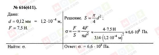 ГДЗ Фізика 10 клас сторінка 616(611)