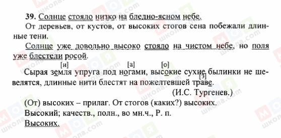 ГДЗ Російська мова 6 клас сторінка 39