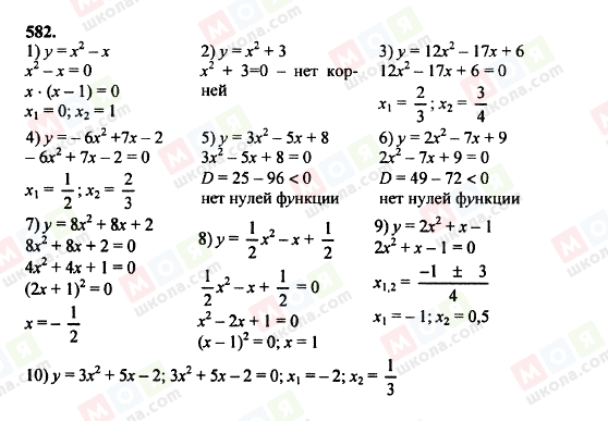 ГДЗ Алгебра 8 клас сторінка 582