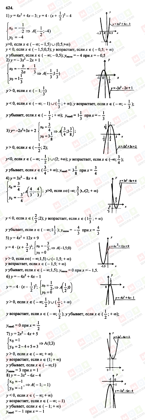 ГДЗ Алгебра 8 клас сторінка 624