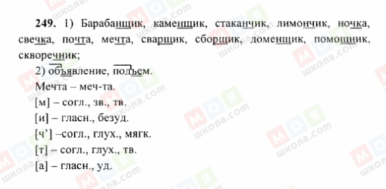 ГДЗ Російська мова 6 клас сторінка 249