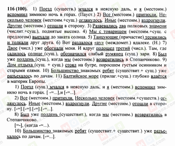 ГДЗ Російська мова 8 клас сторінка 116(100)