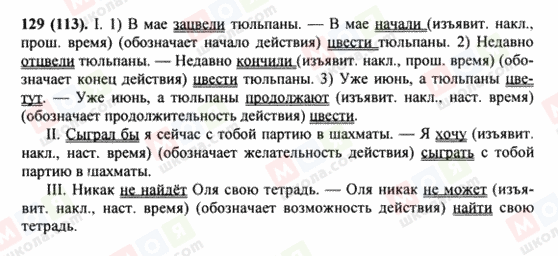 ГДЗ Російська мова 8 клас сторінка 129(113)
