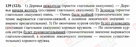 ГДЗ Російська мова 8 клас сторінка 139(123)