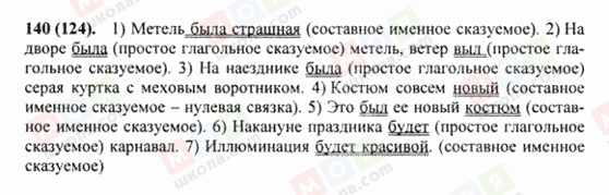 ГДЗ Російська мова 8 клас сторінка 140(124)