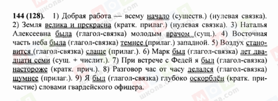 ГДЗ Російська мова 8 клас сторінка 144(128)