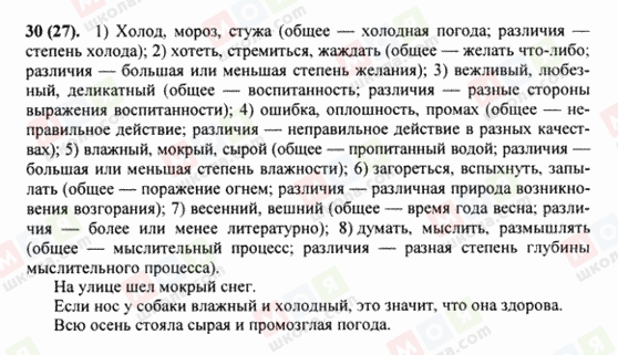 ГДЗ Російська мова 8 клас сторінка 30(27)