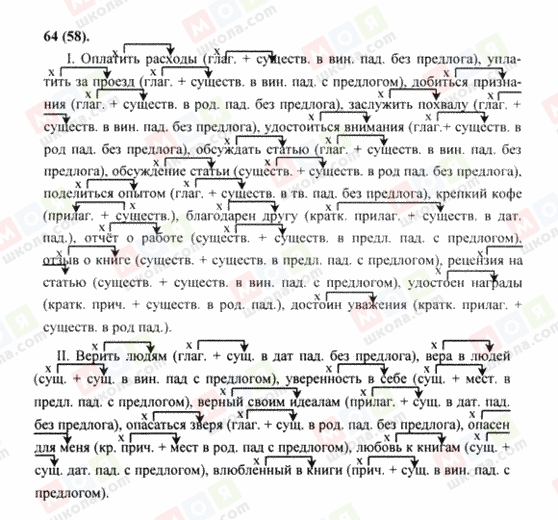ГДЗ Російська мова 8 клас сторінка 64(58)