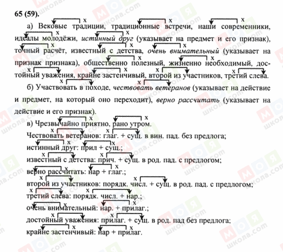 ГДЗ Російська мова 8 клас сторінка 65(59)