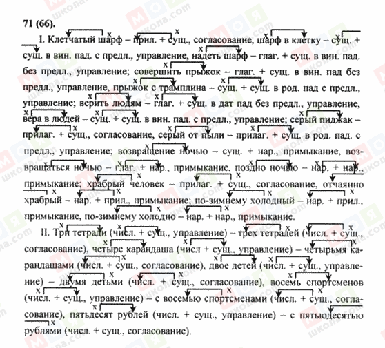 ГДЗ Російська мова 8 клас сторінка 71(66)