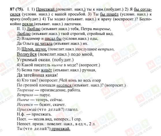 ГДЗ Російська мова 8 клас сторінка 87(75)