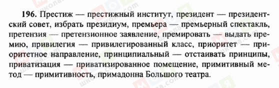 ГДЗ Російська мова 6 клас сторінка 196