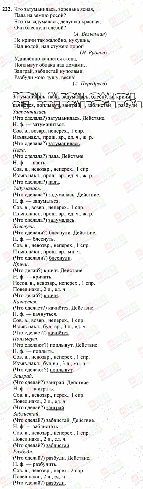 ГДЗ Російська мова 6 клас сторінка 222
