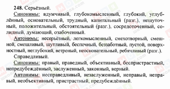 ГДЗ Російська мова 6 клас сторінка 248