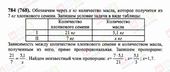 ГДЗ Математика 6 класс страница 784(768)