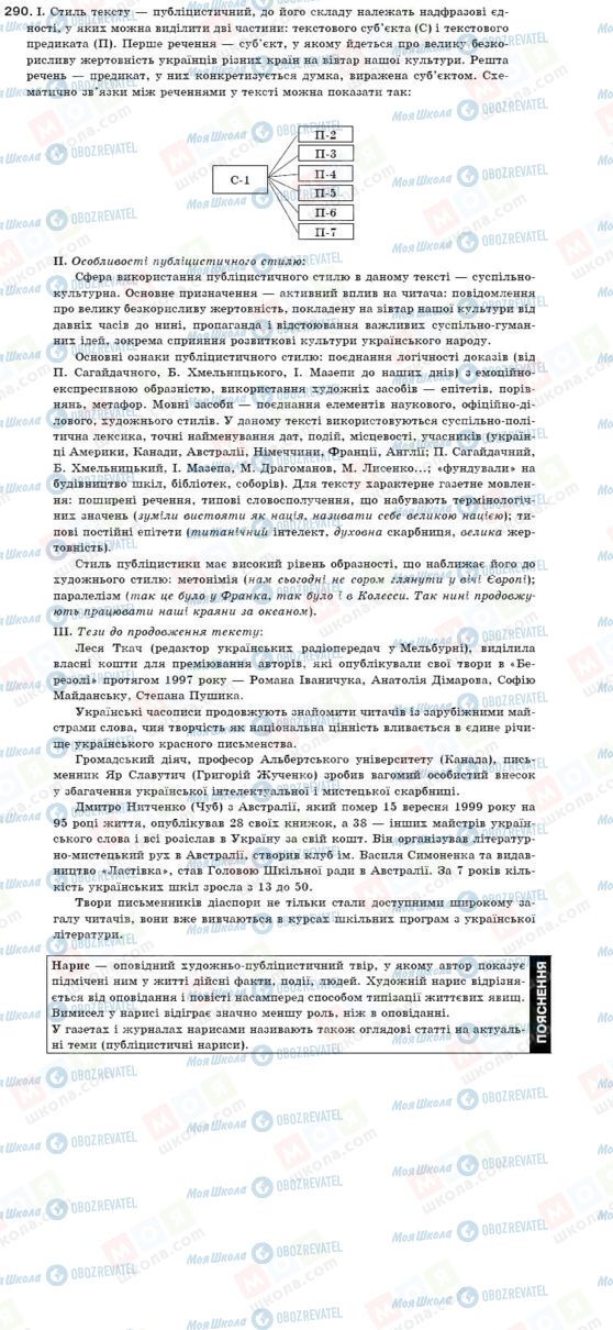 ГДЗ Українська мова 11 клас сторінка 290